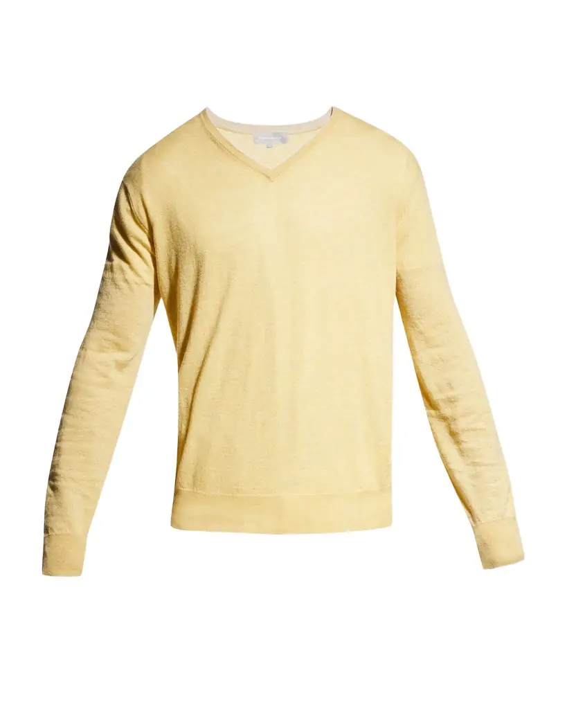 Neiman Marcus Men 's Extra Lightweight Wool-Cashmere V-Neck Sweater