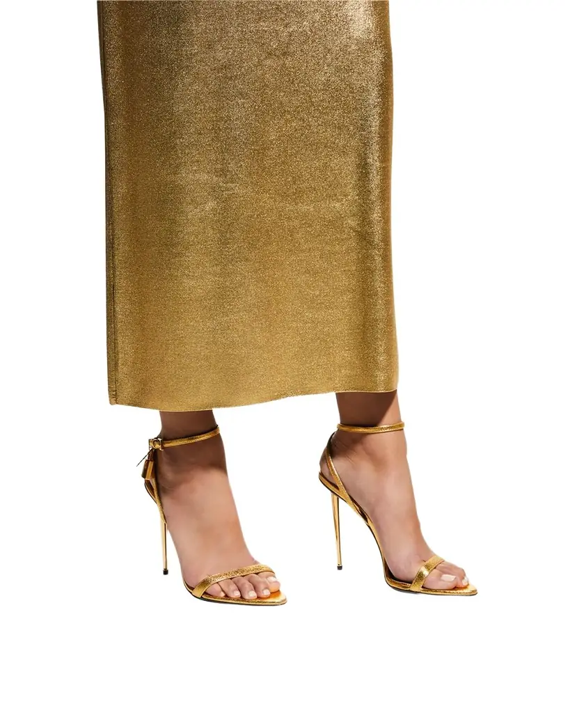 TOM FORD Lock Metallic Stiletto Sandals