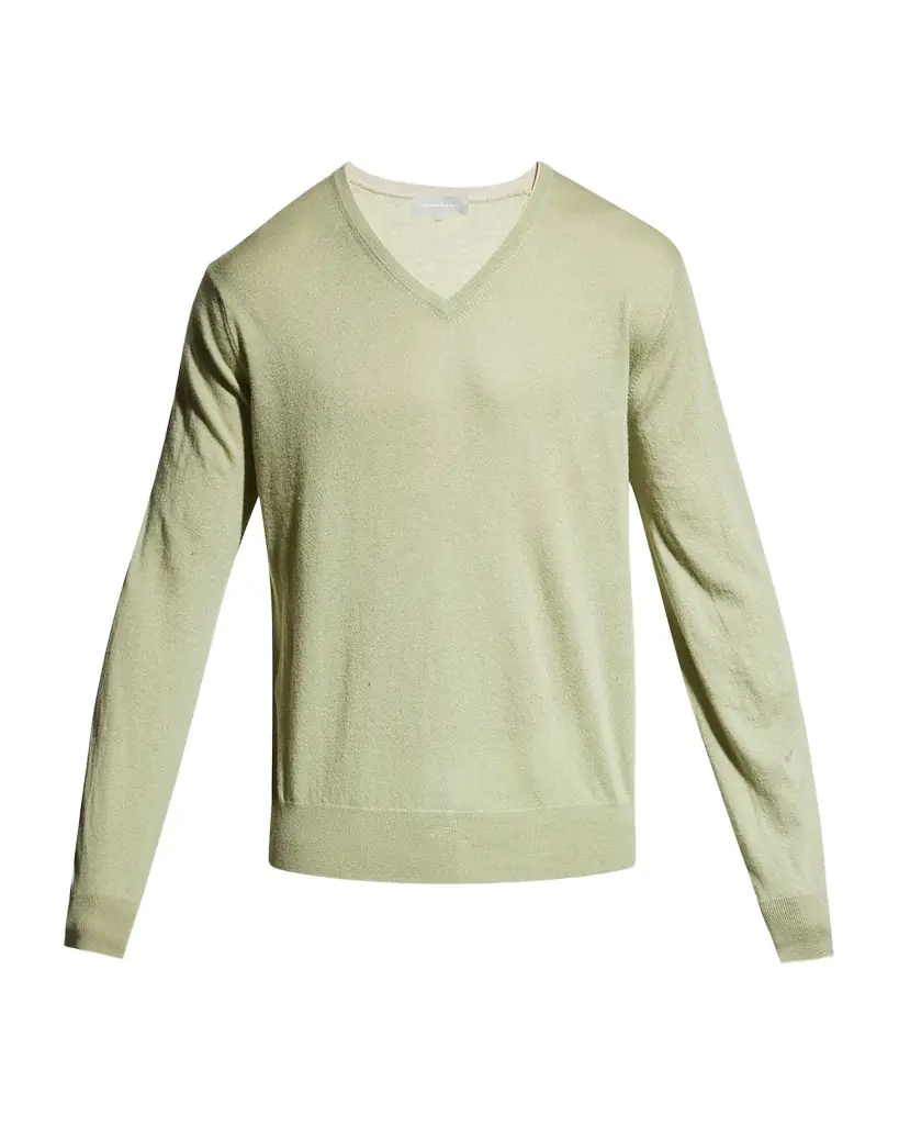 Neiman Marcus Men 's Extra Lightweight Wool-Cashmere V-Neck Sweater
