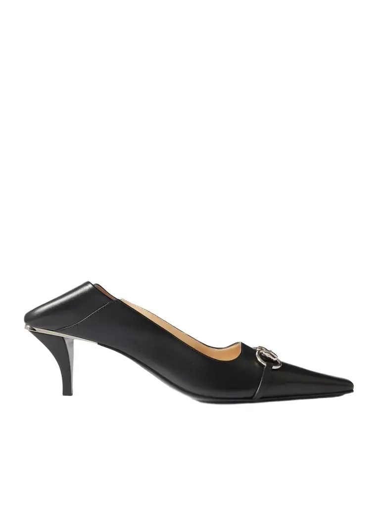 Gucci Vittoria Collapsible-heel Horsebit-embellished Leather Pumps