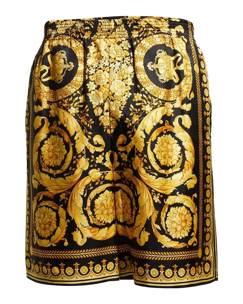 Versace Men 's Silk Barocco Shorts