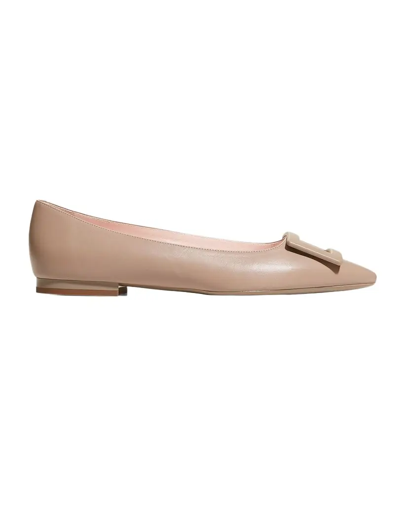 Roger Vivier Gommettine Leather Buckle Ballerina Flats