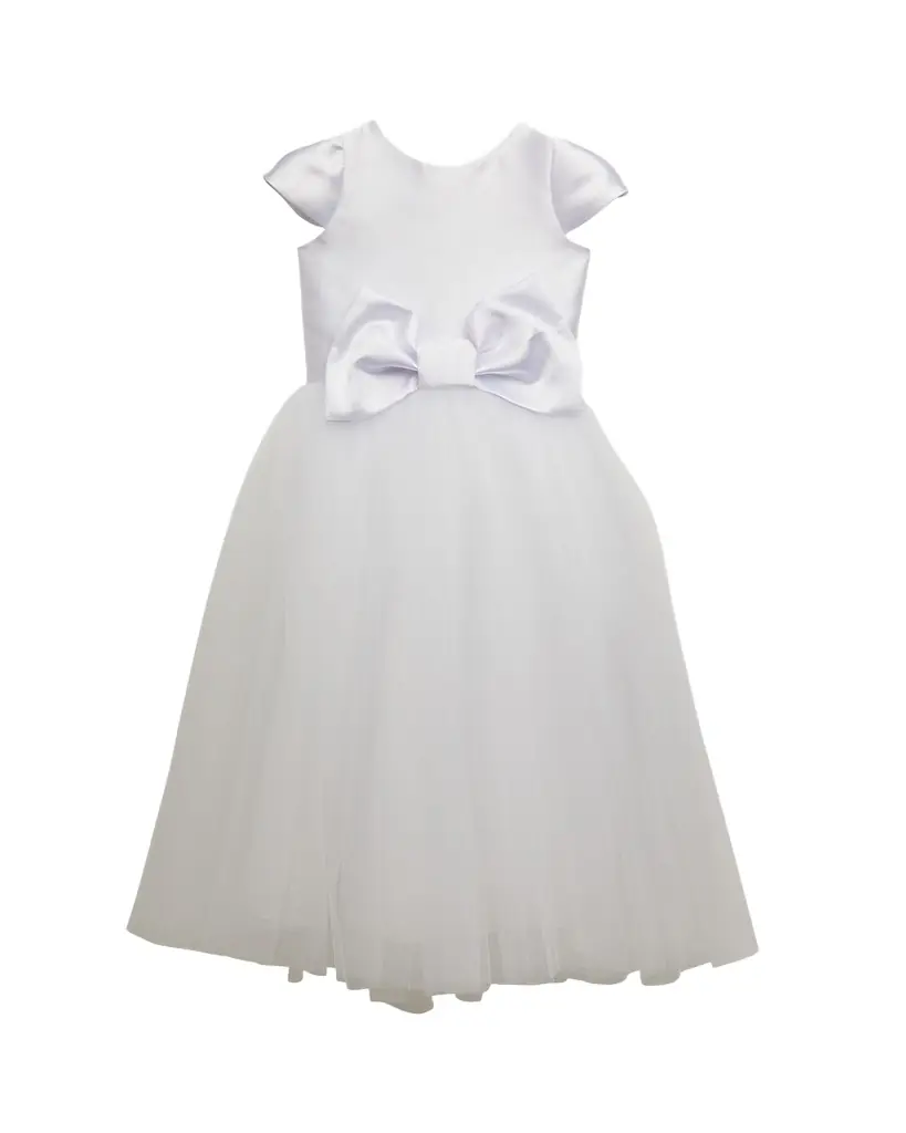 White Label by Zoe Girl 's Elizabeth Satin Bow Tulle Dress, Size 2-12