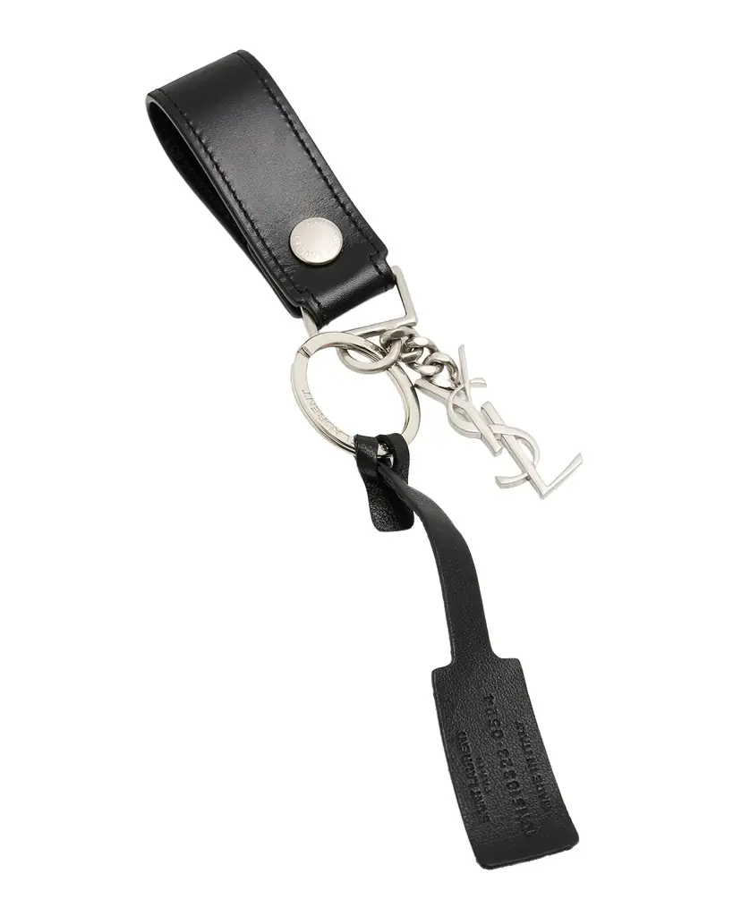 Saint Laurent Men 's Cassandre Leather Keychain