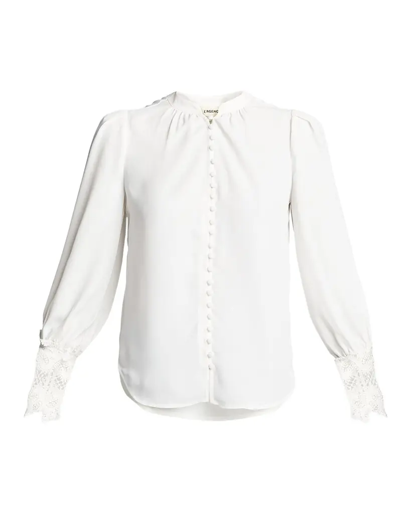 L 'Agence Ava Lace-Cuff Blouse