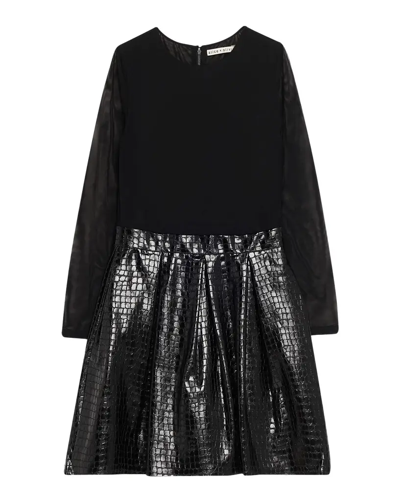 ALICE + OLIVIA Chara Vegan-Leather Party Dress