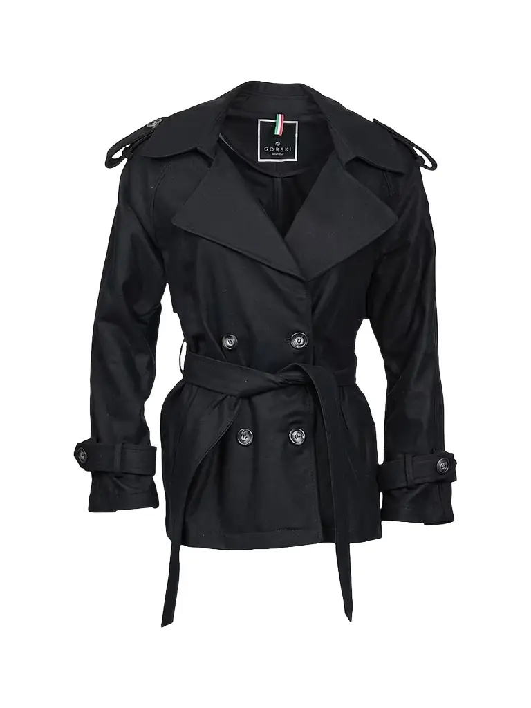 Gorski Women's Belted Trench Jacket Crafted with Vitale Barberis Wool - Black