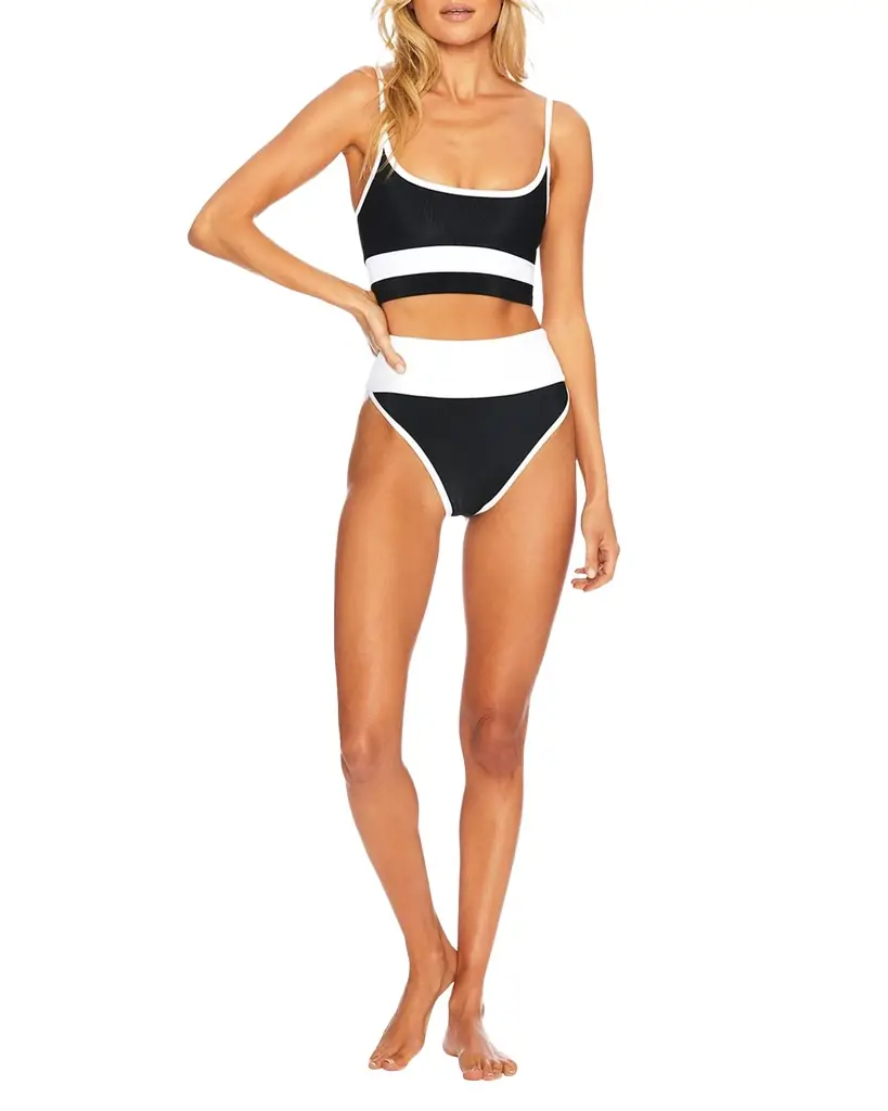 Beach Riot Eva Ribbed Colorblock Swim Top