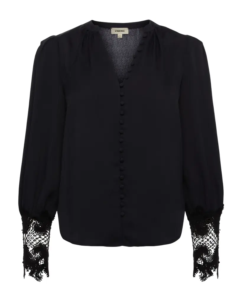 L 'Agence Ava Lace-Cuff Blouse
