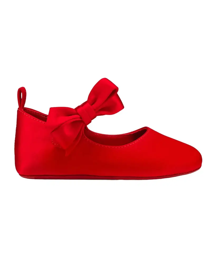 Christian Louboutin Girl 's Lou Babe Satin Bow Ballet Flats, Baby