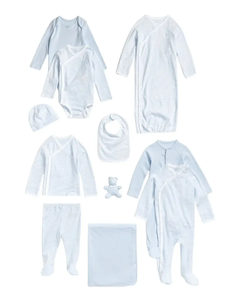 Polo Ralph Lauren Boy 's 11-Piece Organic Cotton Gift Set, Size Newborn-9M