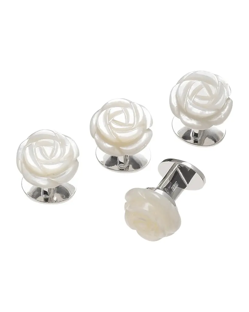 Jan Leslie Men 's Mother-of-Pearl Rose Shirt Studs