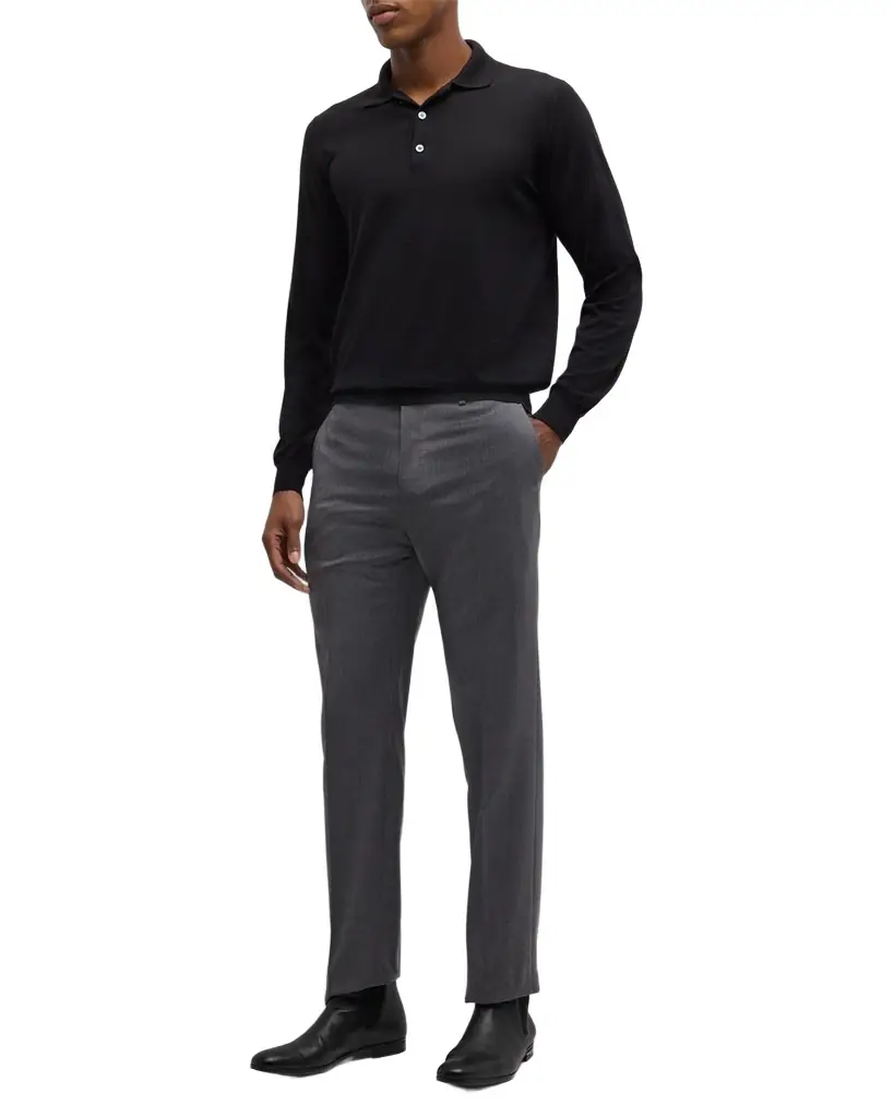 Brioni Men 's Cashmere-Silk Long-Sleeve Polo Sweater