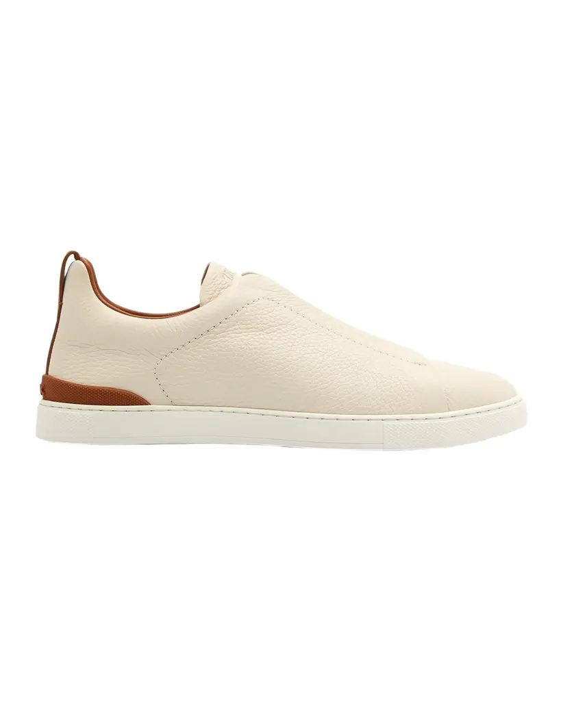 ZEGNA Men 's Triple Stitch Deerskin Leather Sneakers