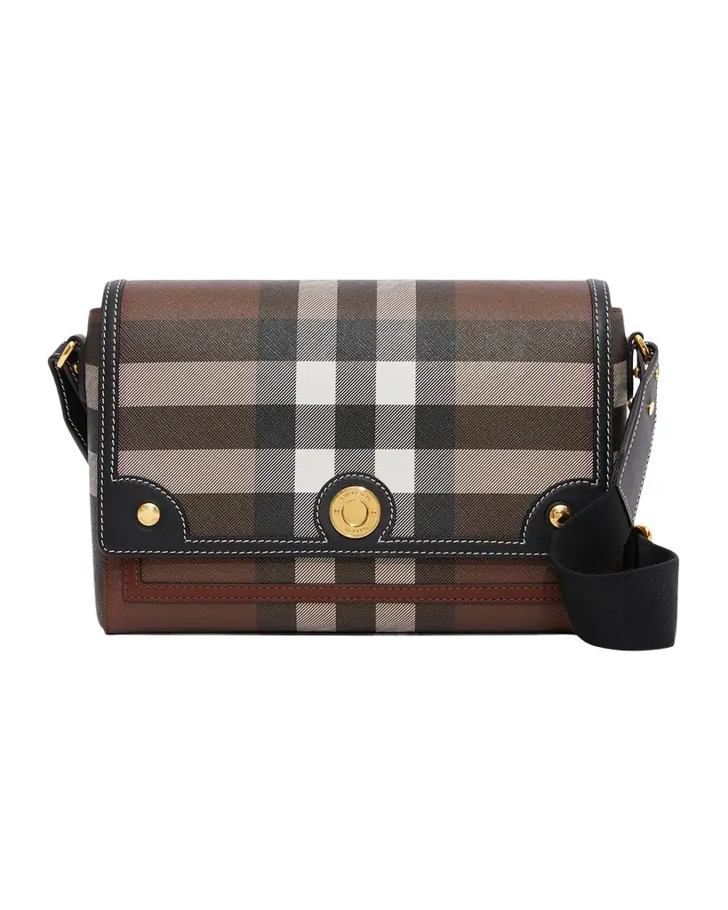 Burberry Note Giant Check E-Canvas Crossbody Bag
