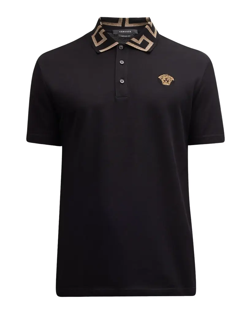 Versace Men 's Greca-Collar Polo Shirt
