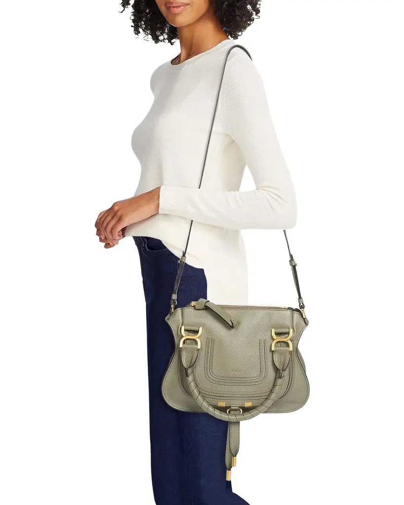Chloe Marcie Small Satchel Bag in Grained Calfskin