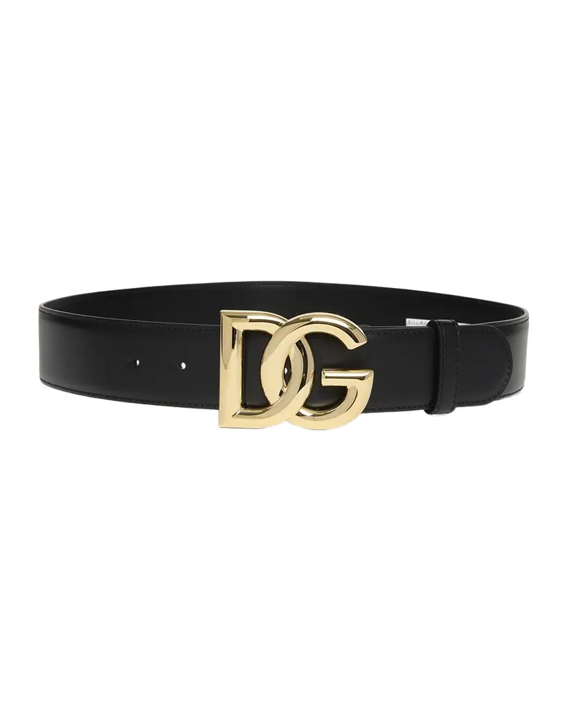 Dolce & Gabbana DG Logo Buckle Leather Belt