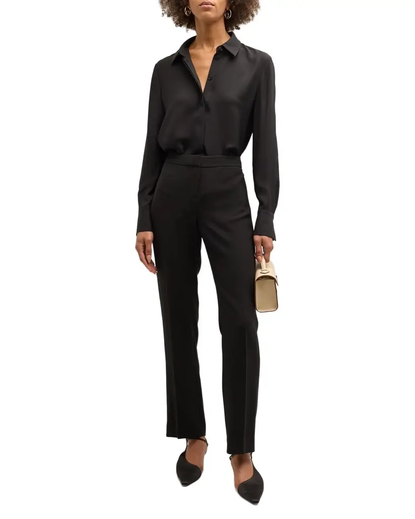 Lafayette 148 New York Scottie Silk Button-Down Blouse