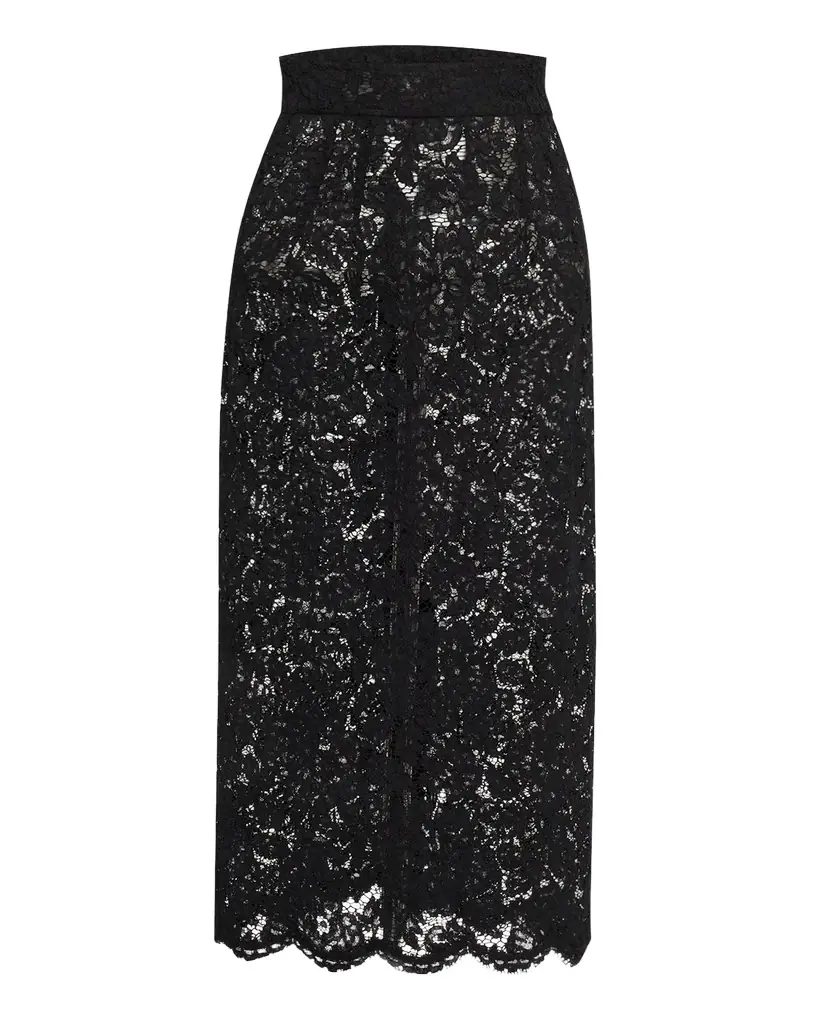 Dolce & Gabbana Lace Scalloped-Hem Midi Skirt