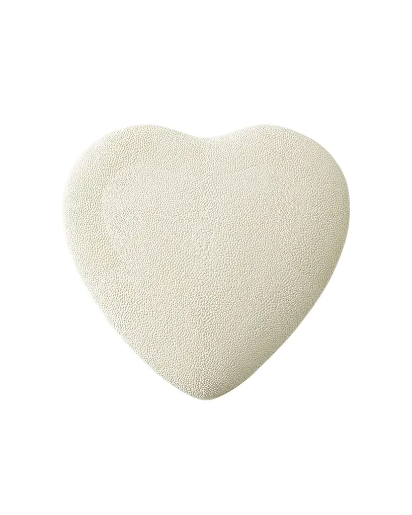 AERIN Faux Shagreen Heart Jewelry Box, Cream
