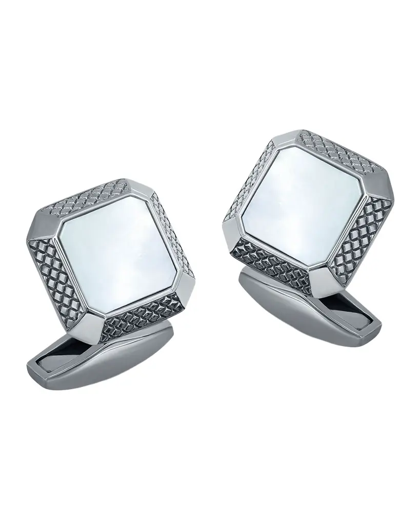 Tateossian Men 's Sterling Silver Mother-of-Pearl Cufflinks