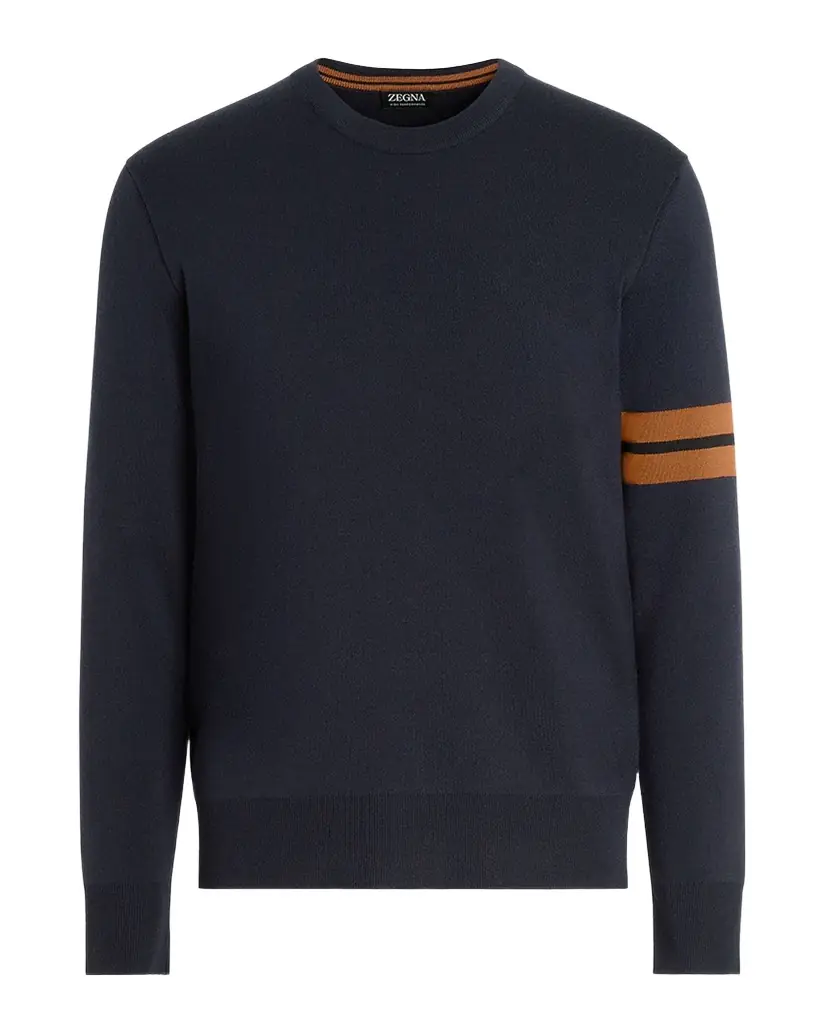 ZEGNA Men 's Signifier Stripe Wool Crewneck Sweater