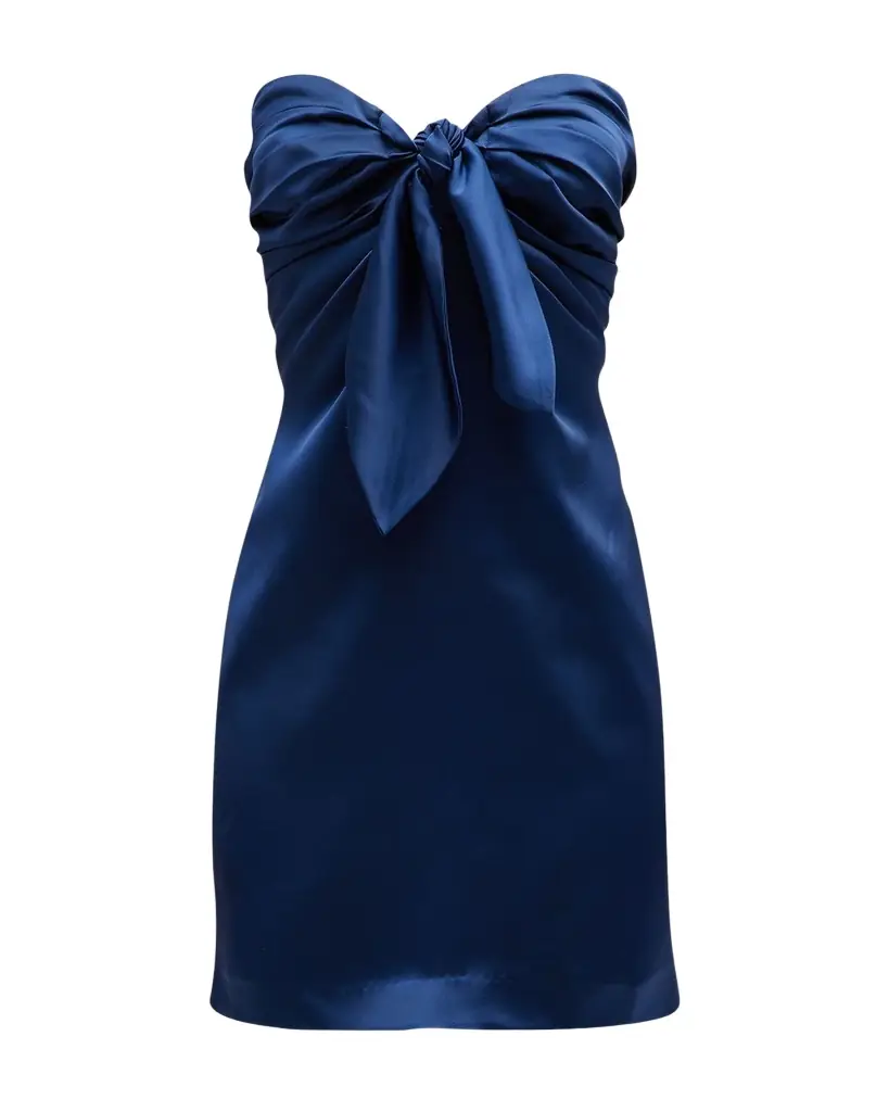 Ramy Brook Orion Strapless Tie-Front Satin Mini Dress