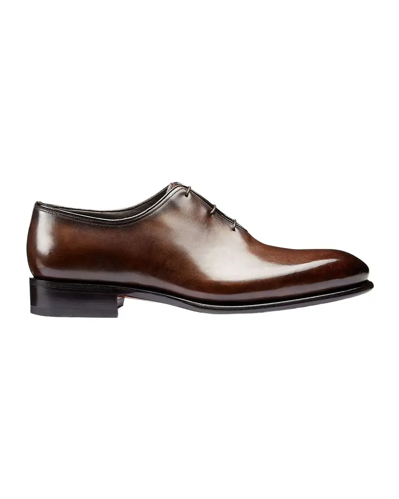 Santoni Men 's Carter Burnished Leather Oxfords
