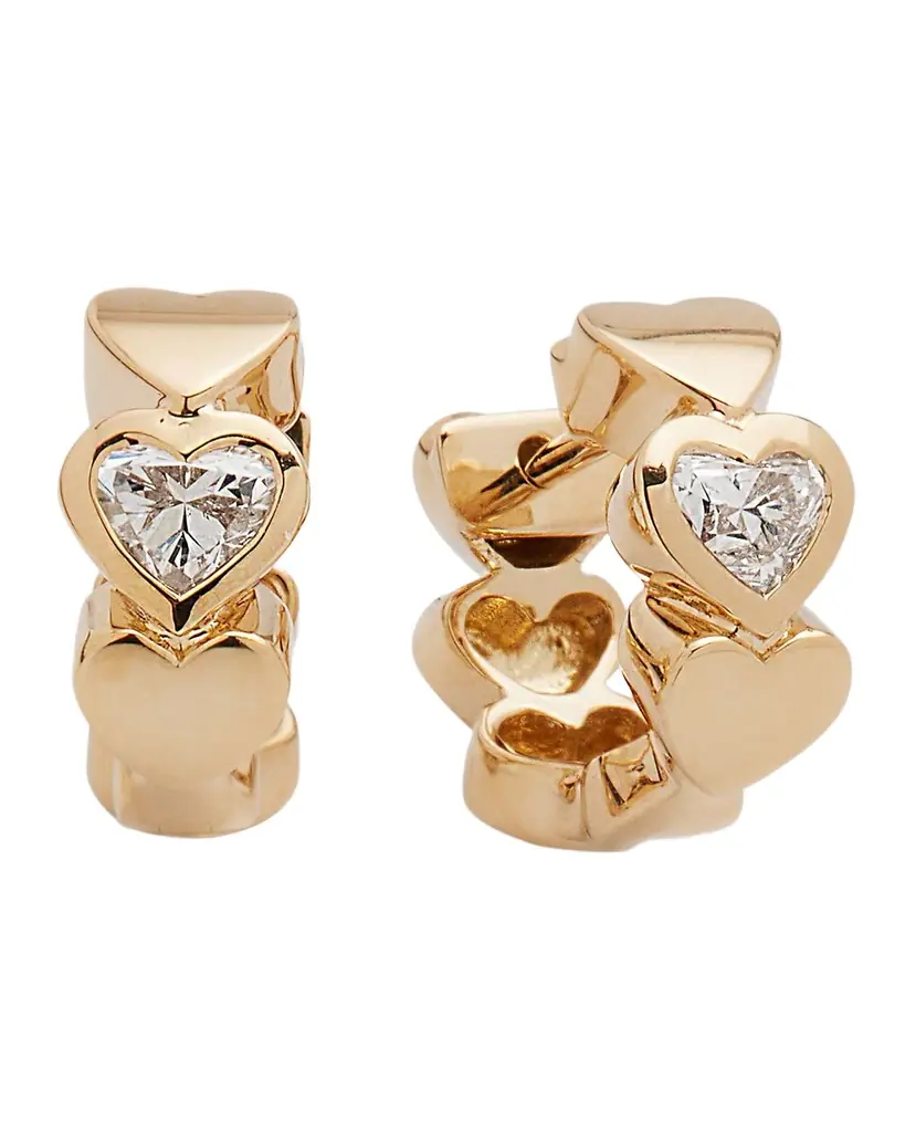 Sydney Evan 14k Gold Diamond Hearts Hoop Earrings