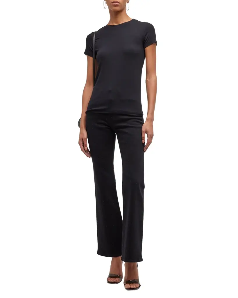 L 'Agence Ressi Ribbed Short-Sleeve Tee