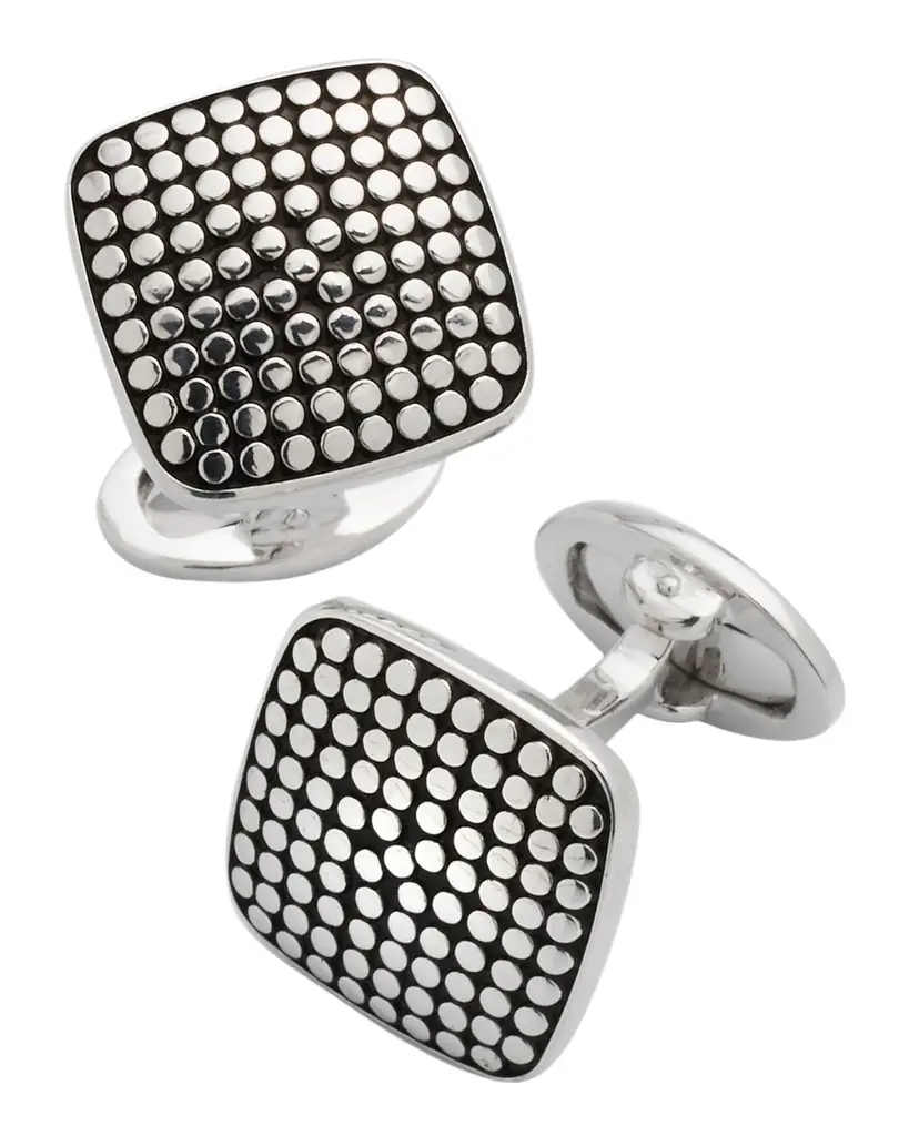 Jan Leslie Men 's Sterling Silver Dotted Square Cufflinks