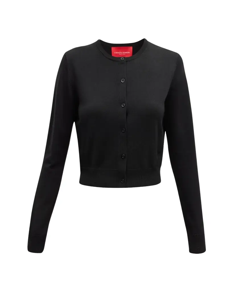 Carolina Herrera Crew-Neck Wool Cardigan