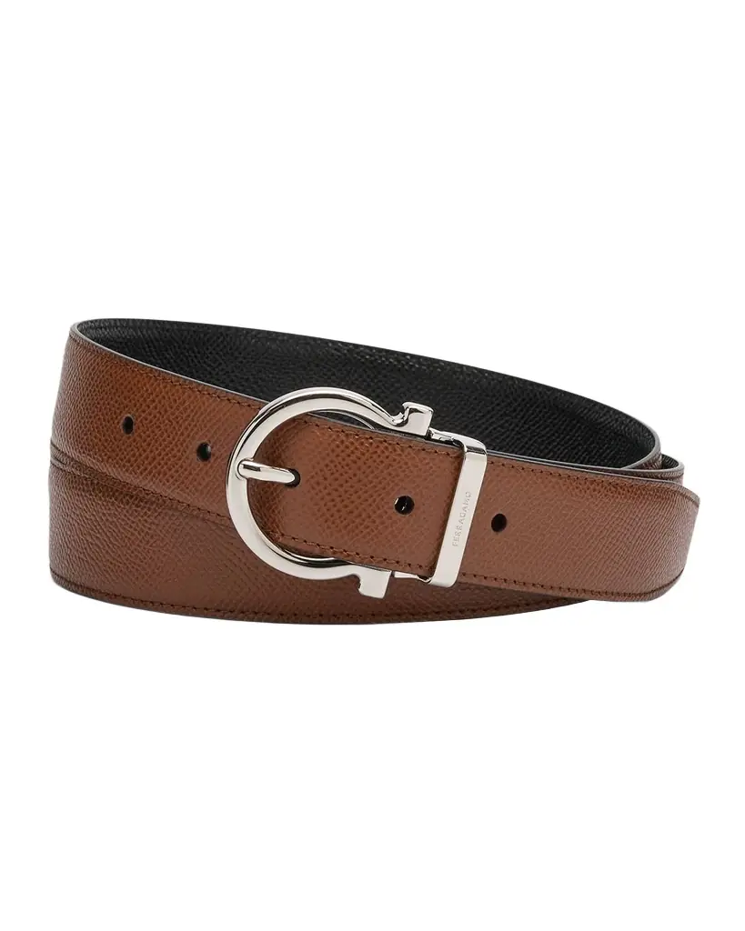 Ferragamo Men 's Reversible Leather Gancio-Buckle Belt