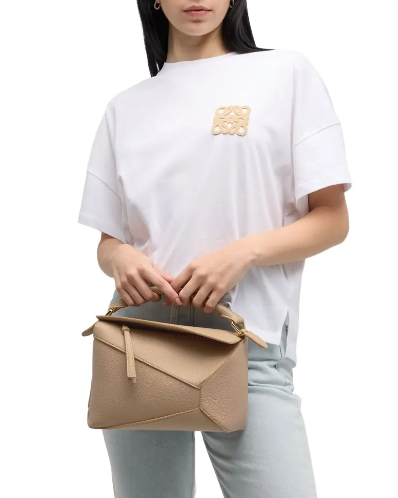 Loewe Puzzle Edge Small Top-Handle Bag in Grained Leather