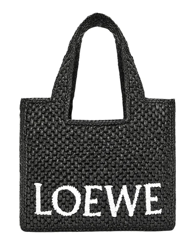 Loewe x Paula 's Ibiza Font Logo Small Tote Bag in Raffia