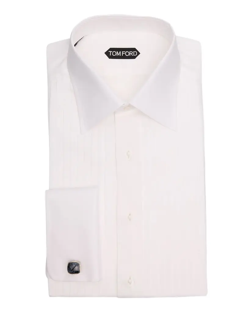 TOM FORD Men 's French Cuff Pleated Dress Shirt