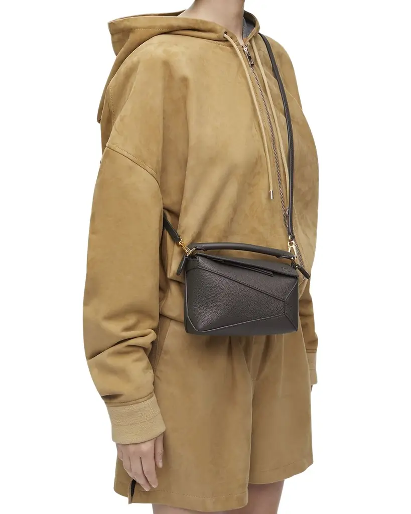 Loewe Puzzle Edge Mini Top-Handle Bag in Grained Leather