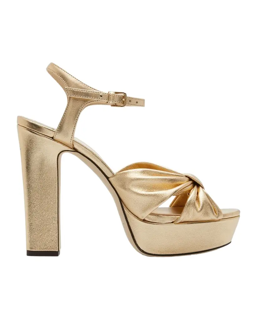Jimmy Choo Heloise Metallic Ankle-Strap Platform Sandals