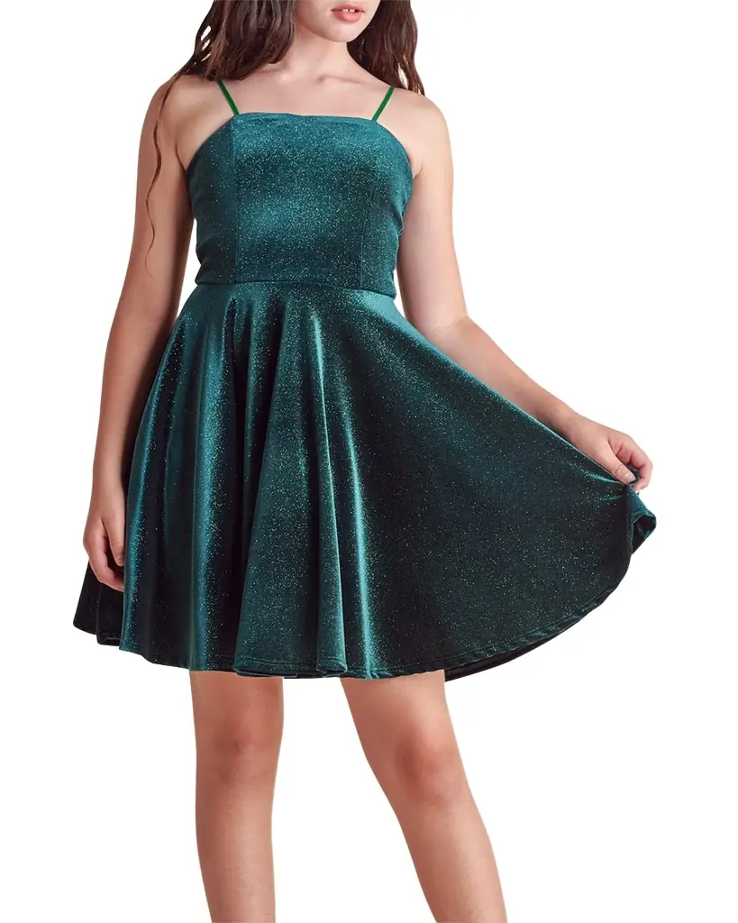 Un Deux Trois Girl 's Fit and Flare Textured Dress, Size -16