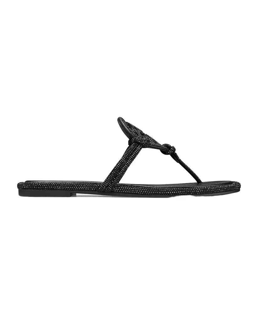 Tory Burch Miller Pave Leather Logo Sandals