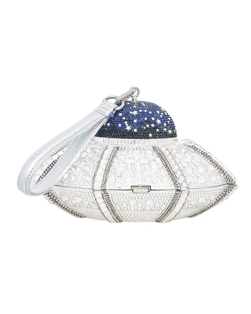Judith Leiber Couture UFO Orbiter Clutch Bag With Removable Wristlet Strap