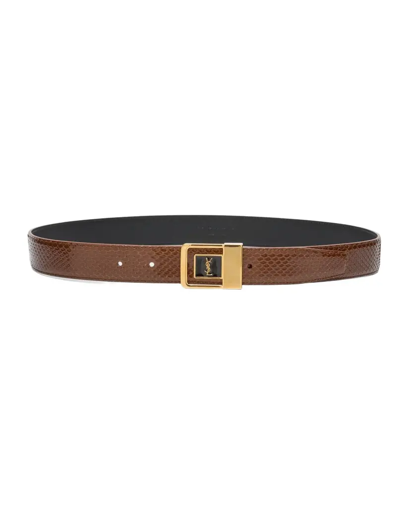 Saint Laurent YSL Python Leather Belt