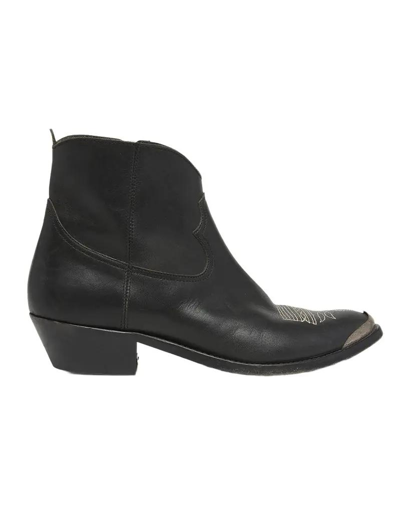 Golden Goose Young Leather Zip Cowboy Ankle Boots