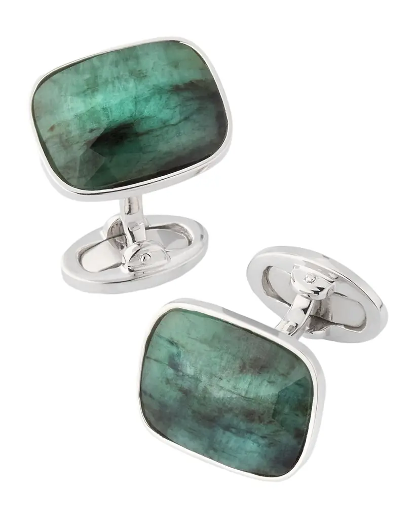 Jan Leslie Men 's Square Emerald Cufflinks