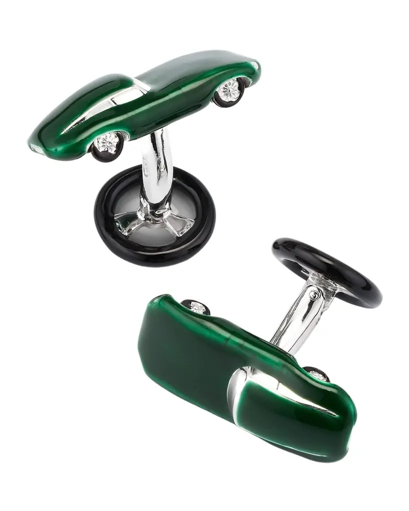 Jan Leslie Men 's Sports Car Enamel Sterling Silver Cufflinks