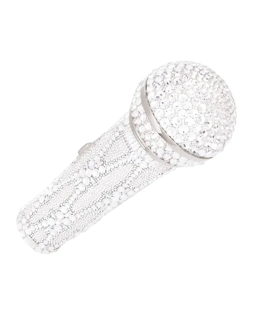 Judith Leiber Couture Microphone Crystal Clutch Bag with Chain Strap