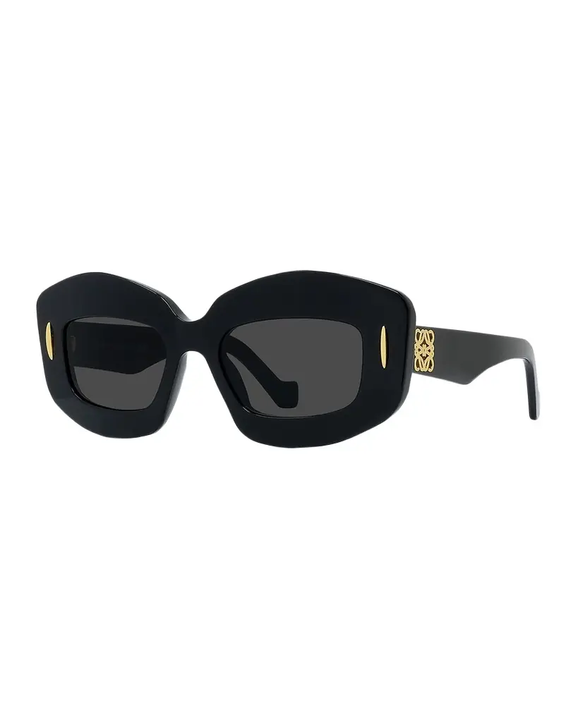 Loewe Men 's Anagram Acetate-Nylon Rectangle Sunglasses