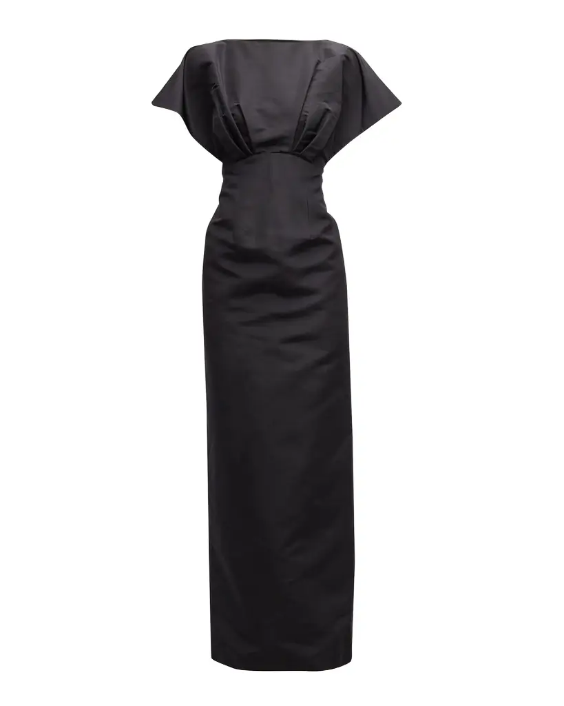 Carolina Herrera Silk Column Gown with Fan Bodice