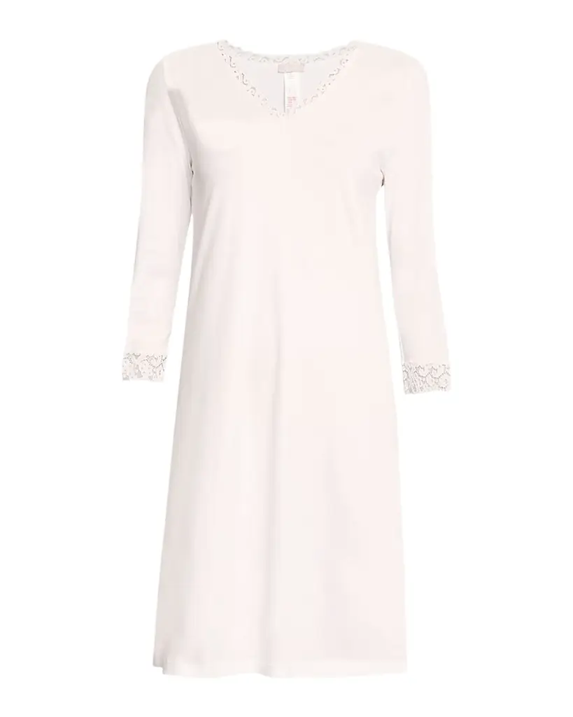 Hanro Moments Lace-Trim Cotton Nightgown